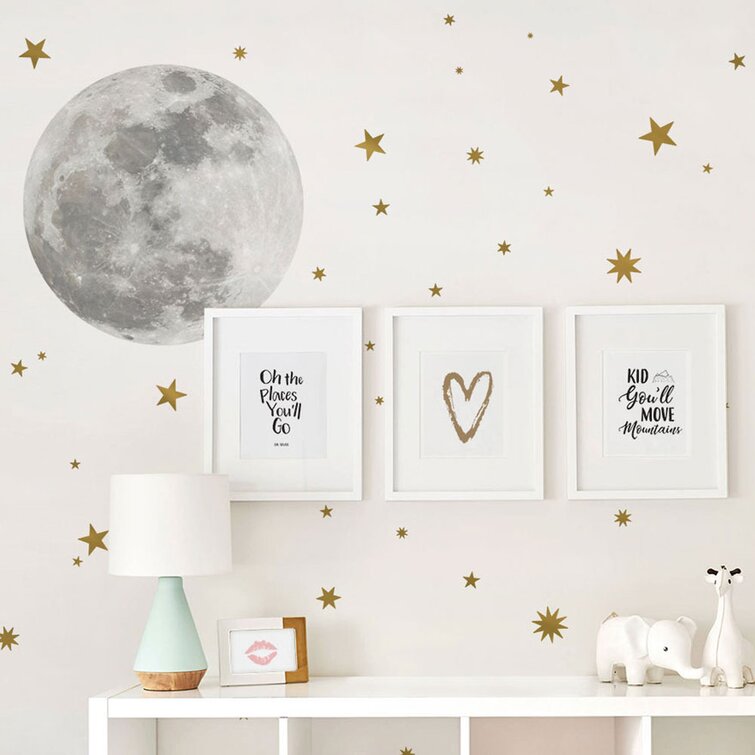 Moon and store stars wall decal